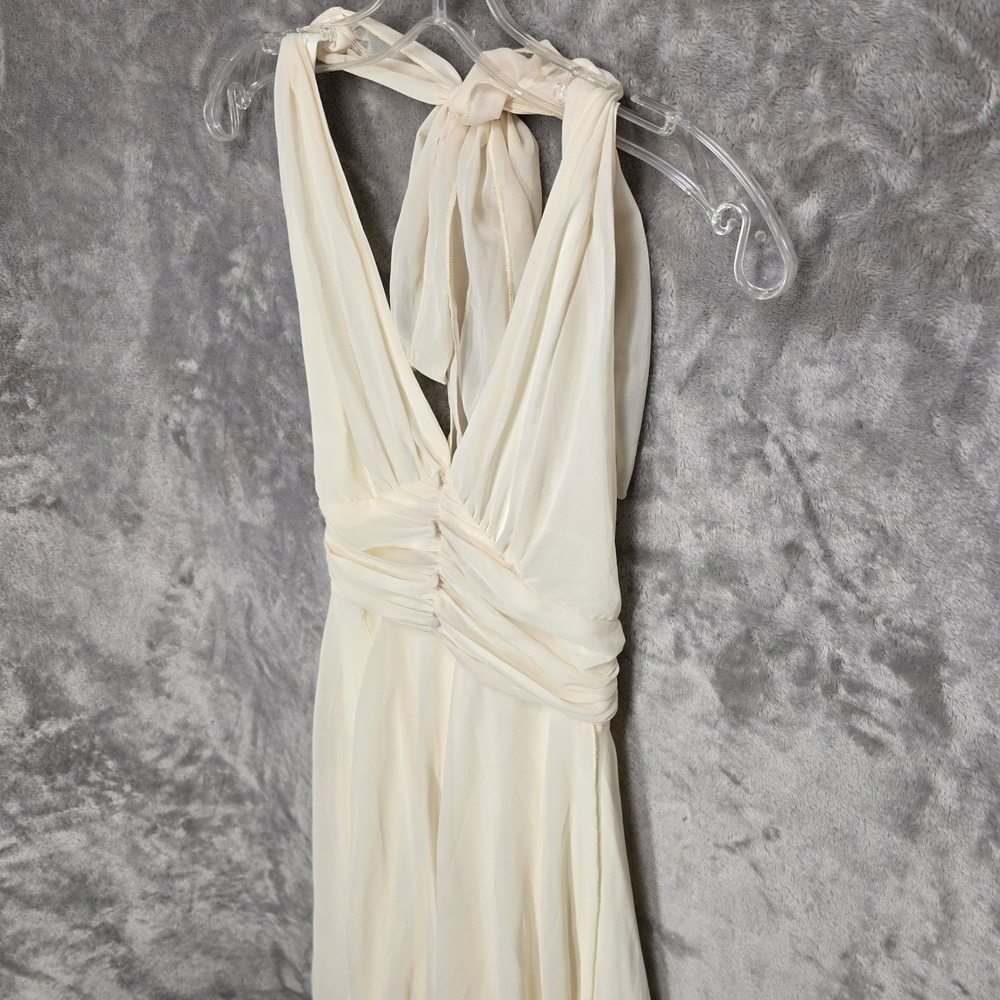 Regencycore Halter Dress Women S Cream Ruched Fairy Ethereal Marilyn Style Retro - Picture 11 of 16